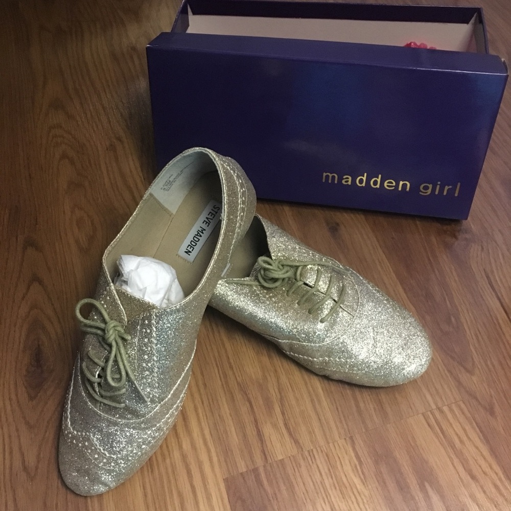 Gold Glitter Shoes, Steve Madden 9.5